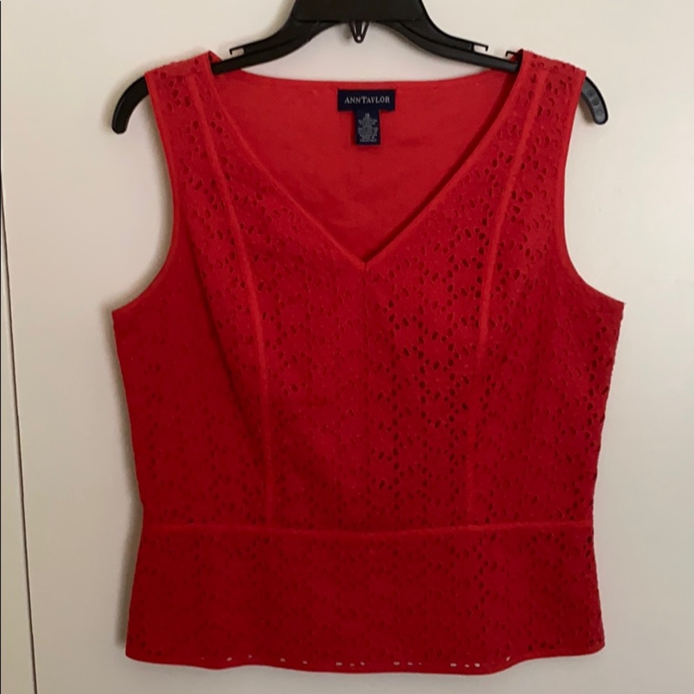 Ann Taylor Red/Orange Eyelet Top